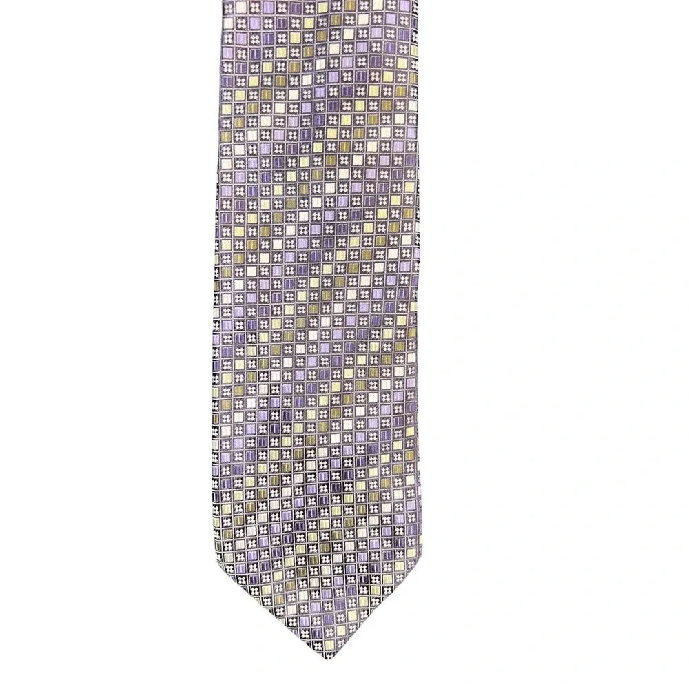 Bill‎ Blass Essentials Necktie Purple Geometric Pattern Men's Fashion Accessory
